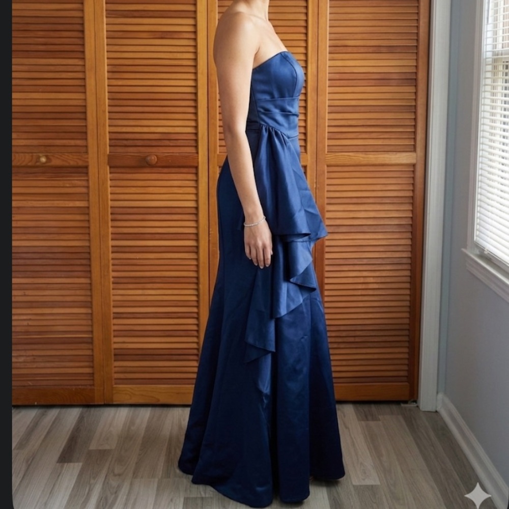 Alfred Angelo Navy Blue Strapless Evening Gown size 10